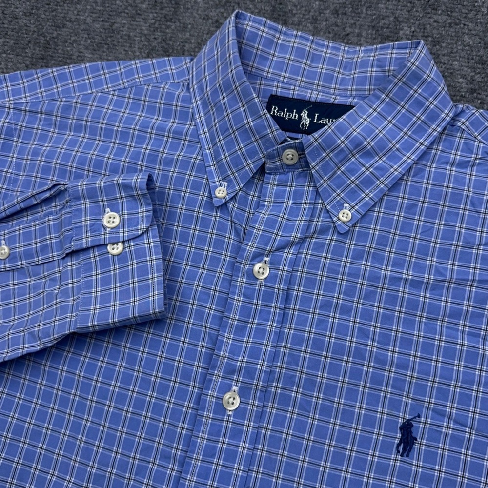 VTG Polo Ralph Lauren Button Down Shirt Men's 16 34/35 Plaid Classic Fit Cotton